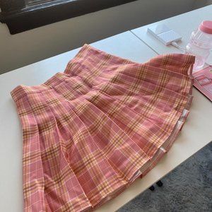 Pink Plaid Mini Skirt